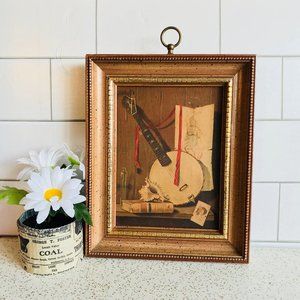 Vintage banjo musical instrument print wall art
